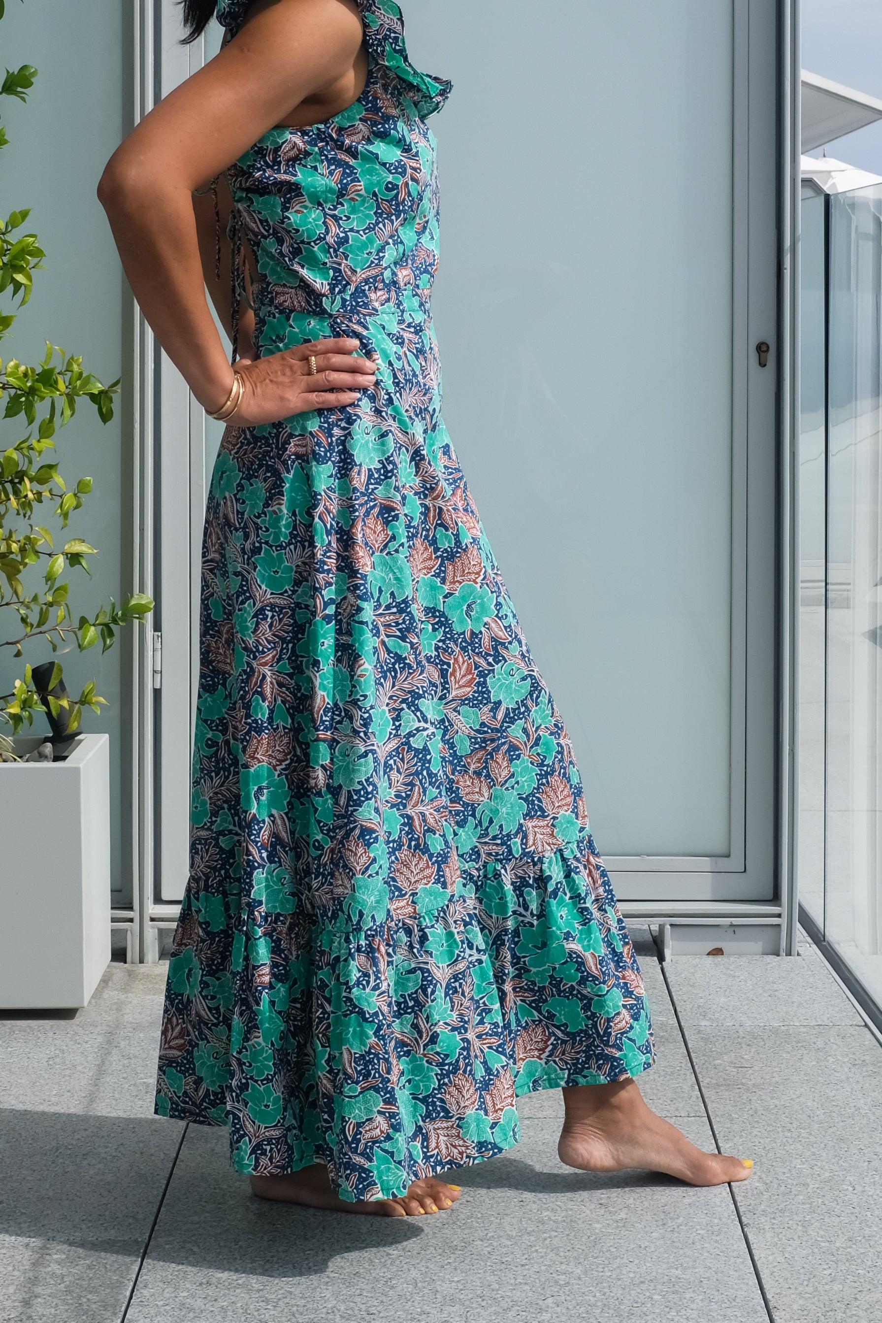 Sari Dress - Turquoise Batik