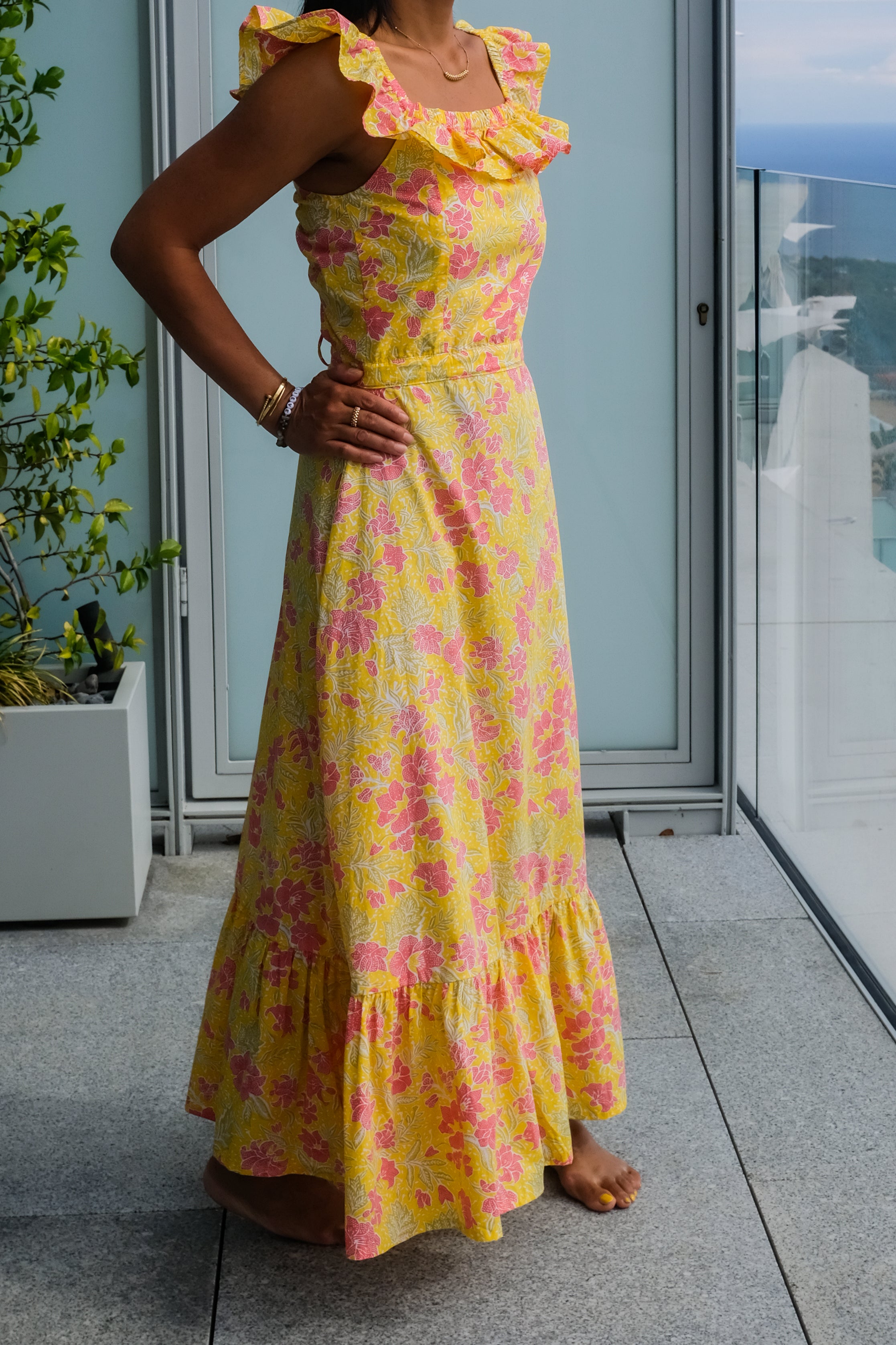 Sari Dress - Sunshine Yellow Batik