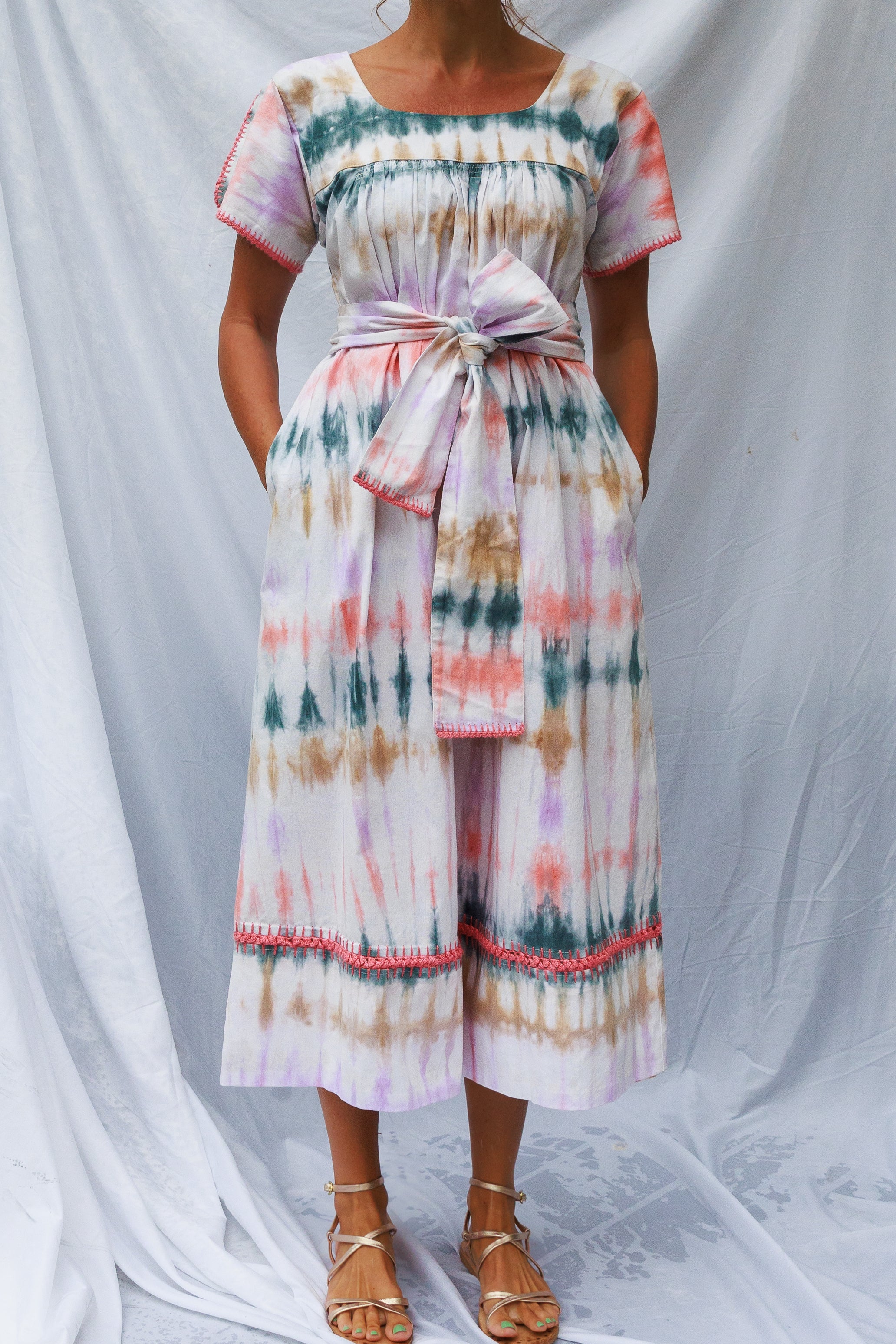 Mexican Crochet Kaftan Dress - Tie Dye