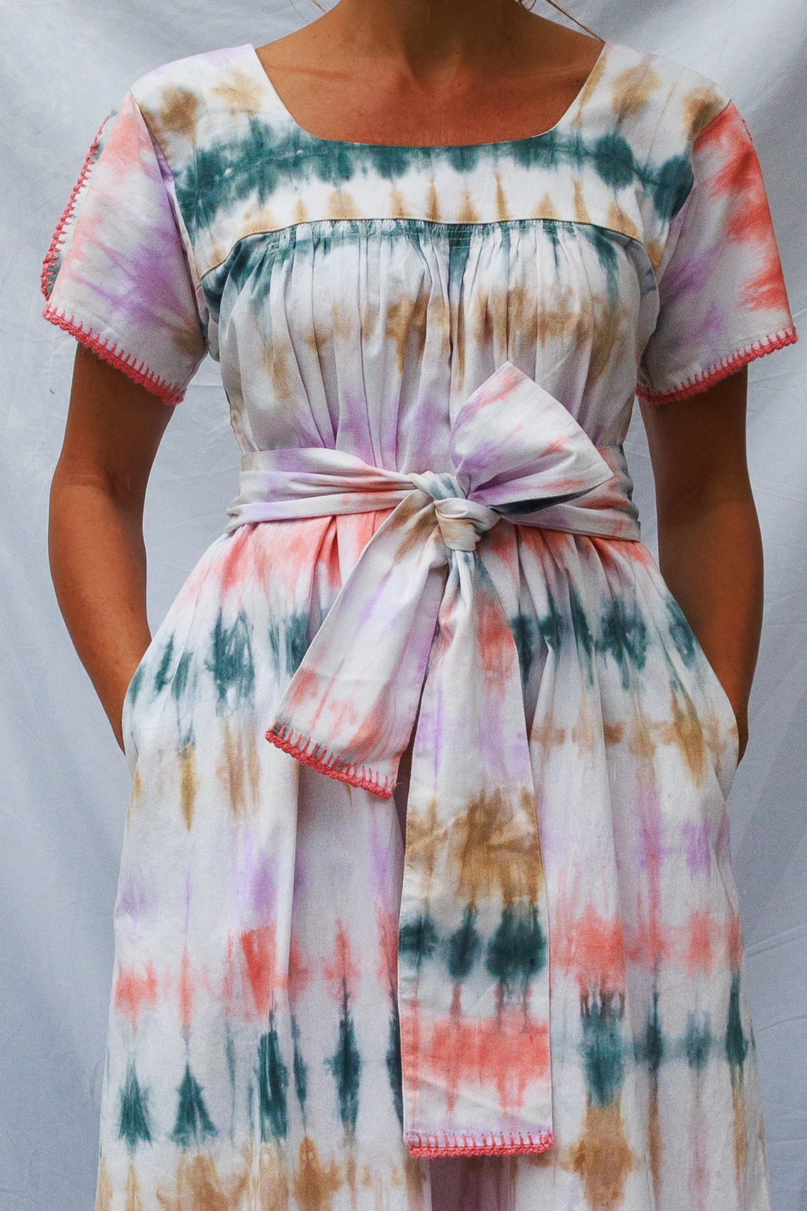 Mexican Crochet Kaftan Dress - Tie Dye