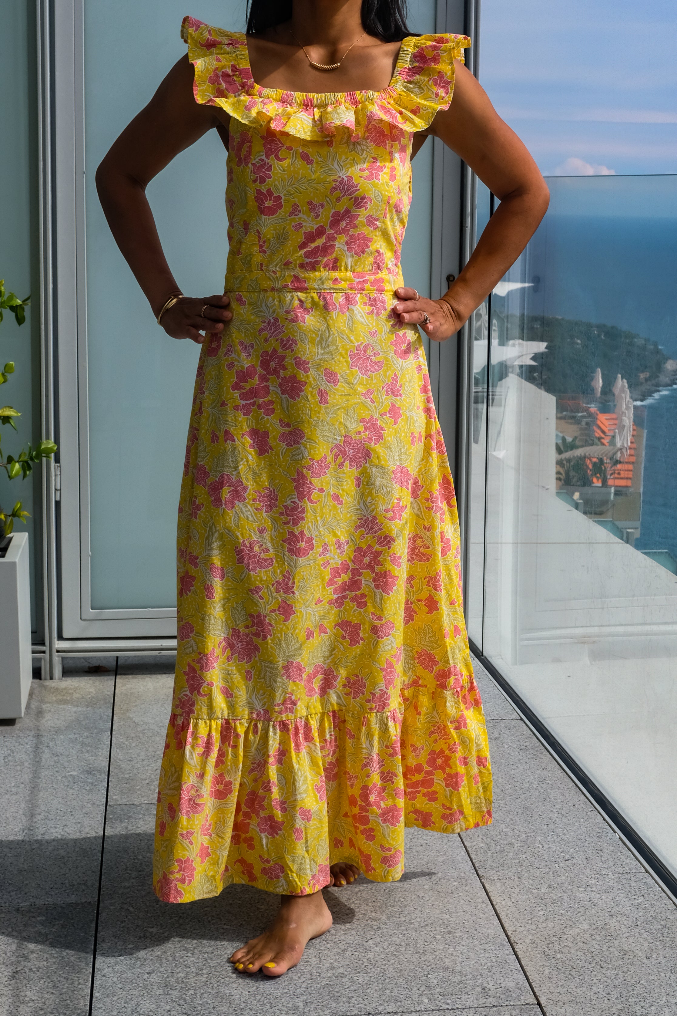 Sari Dress - Sunshine Yellow Batik