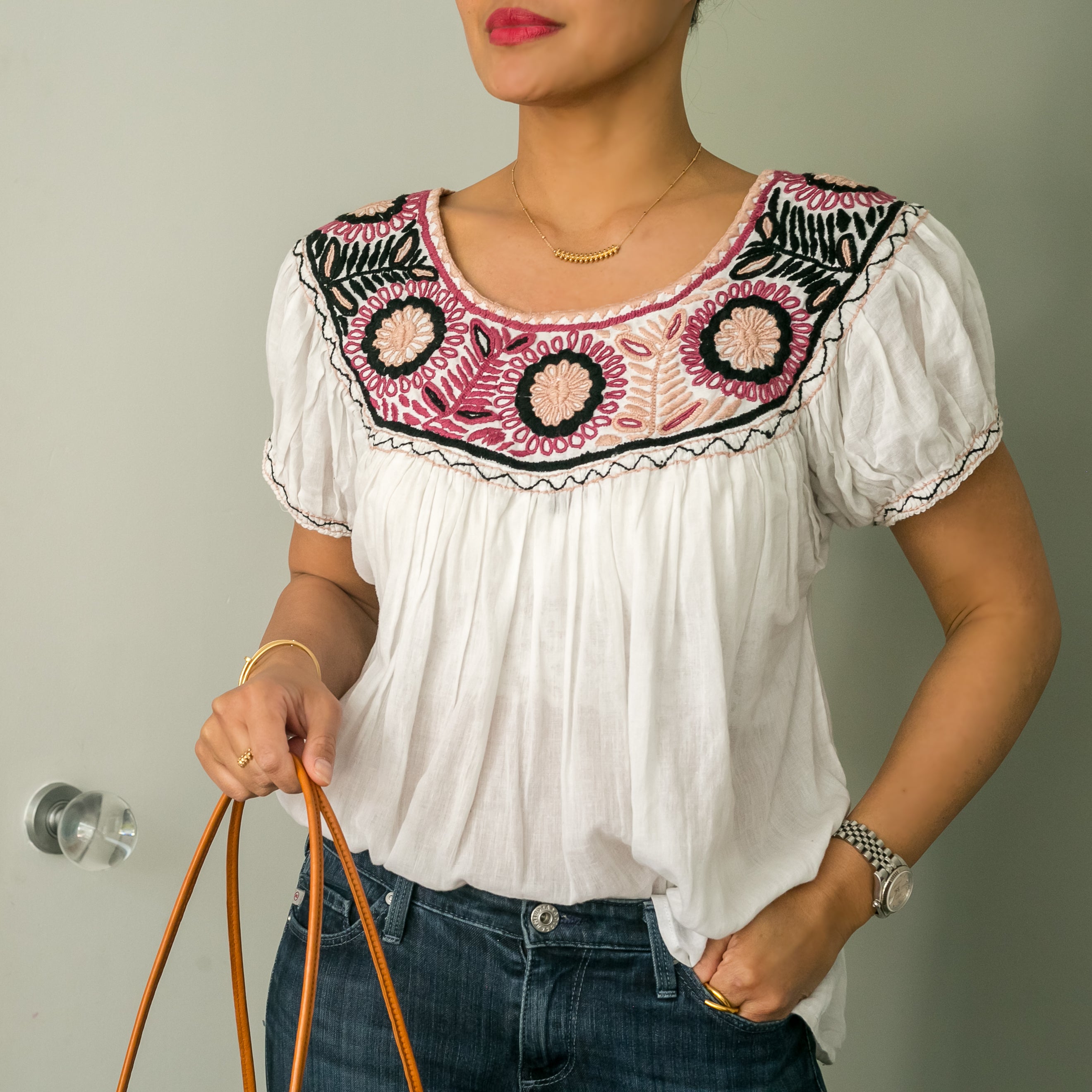 Mexican Blouse - Lilac & Black